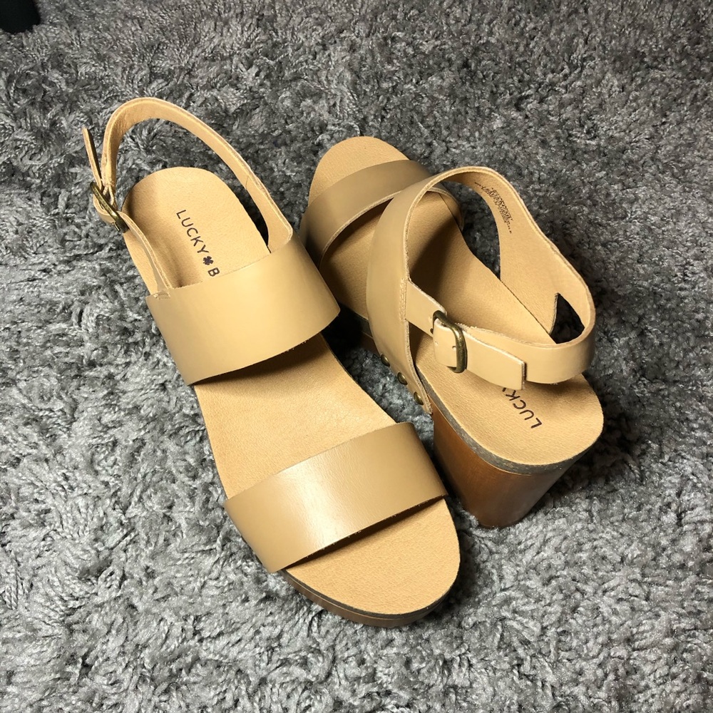 ❌SOLD❌Lucky Brand Hairmony Platform Sandal Beige - Picture 2 of 4